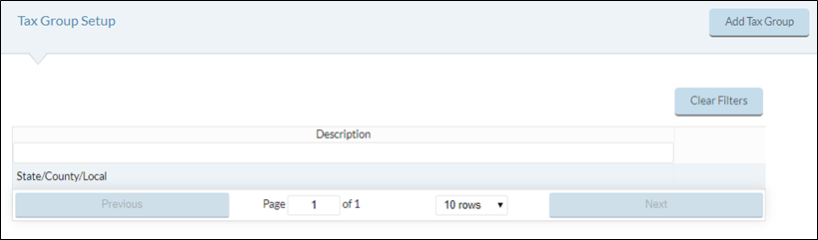 tax group setup screen